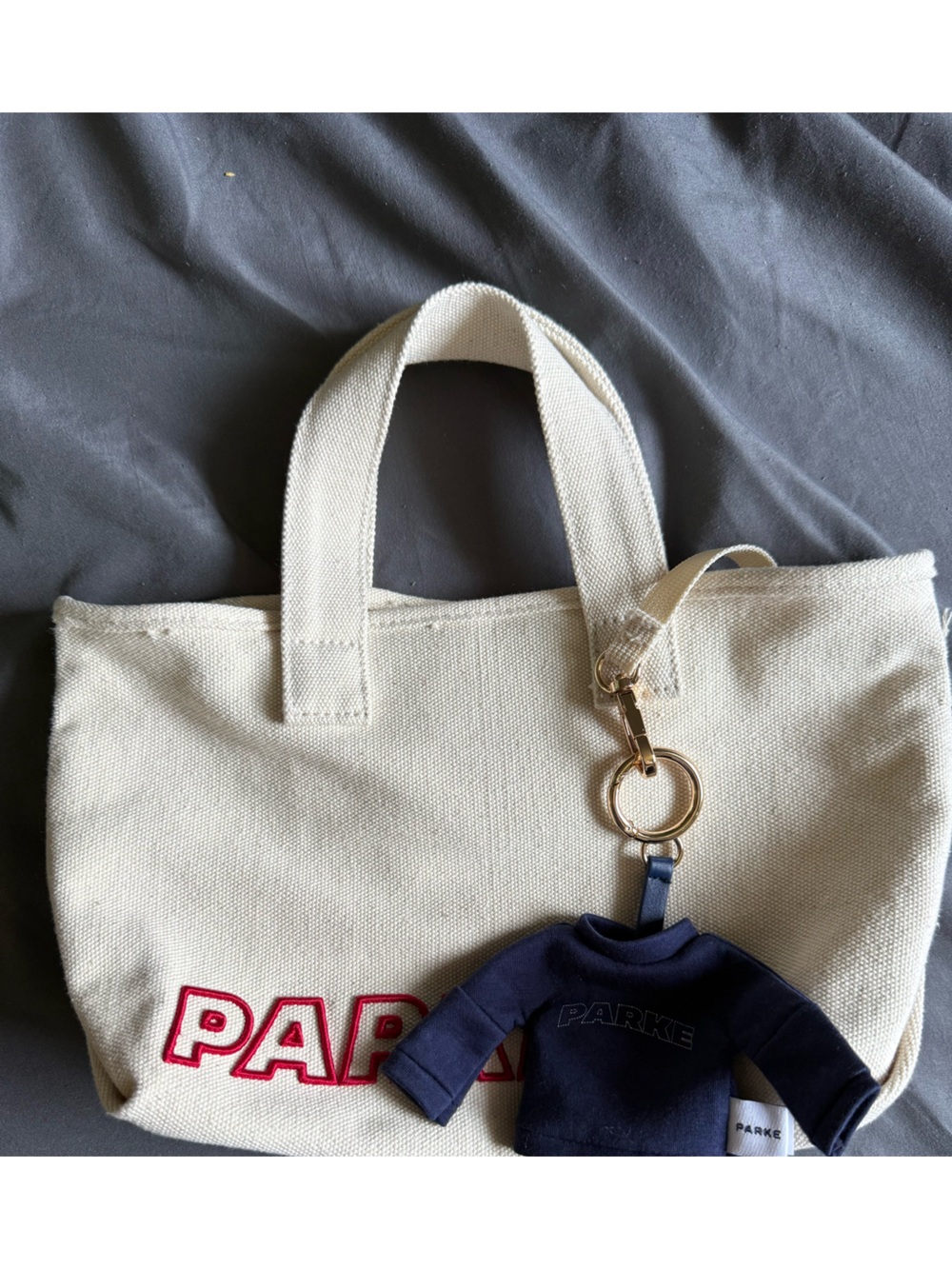 Parke Mini Canvas Tote and Mock-Neck Sweatshirt Keychain